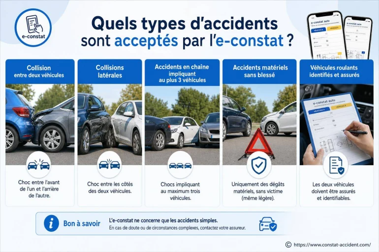Quels types d'accidents sont acceptés par l'e-constat ?