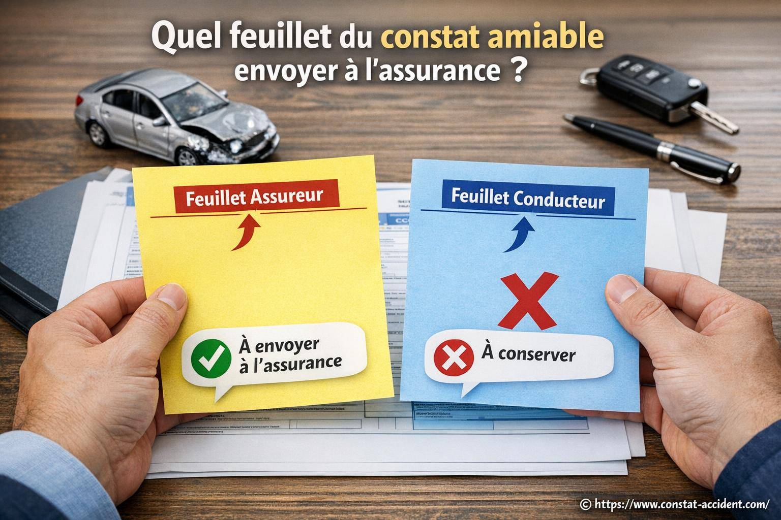 Quel feuillet du constat amiable faut-il envoyer à l'assurance ?