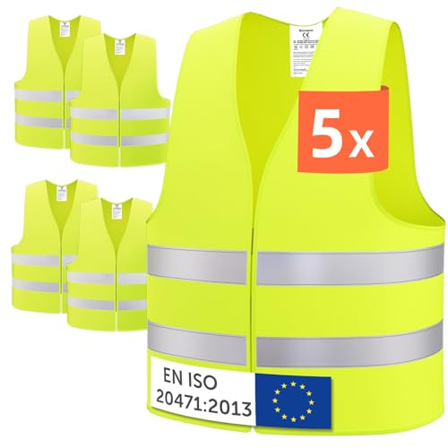 5 Pièces Gilet Jaune, Gilet Jaune Adulte Enfant, Gilet Refle