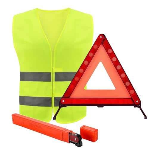 Kezidhp Triangle et Gilet Jaune pour Voiture Set, 2-en-1 Aut