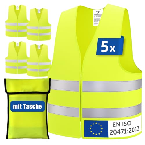 5 Pièces Gilet Jaune, Gilet Jaune Adulte Enfant, Gilet Refle