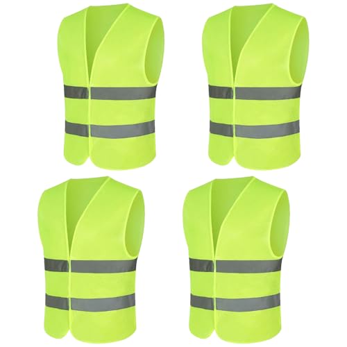 Lot de 4 Gilet Reflechissant | Gilet Fluo avec de Bandes Réf