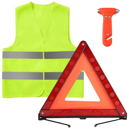 HIAHXC 3in1 Triangle et Gilet Jaune pour Voiture,Kit Sécurit